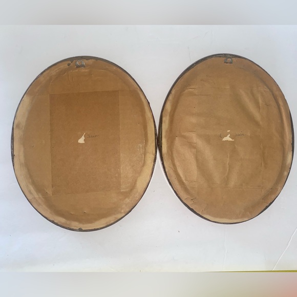 Vintage Needlepoint Set of Victorian Courting Lady and Gent 8x10 - Picture 2 of 11